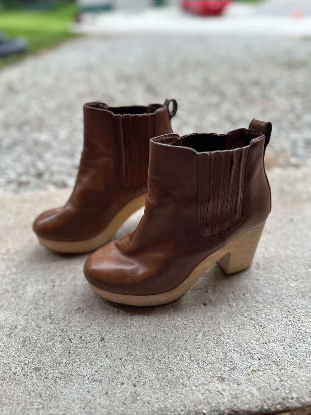 Madewell Brown Leather Platform Ankle Booties